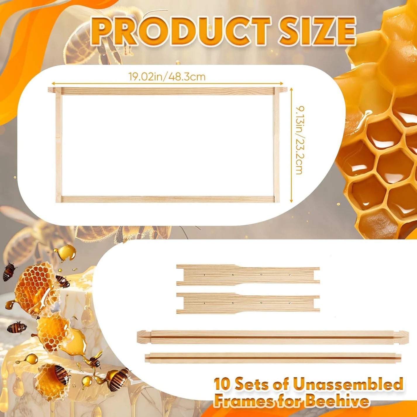 Premium Deep Bee Frames 20 Pack, Standard Langstroth Deep Hive Frames for Backyard Beekeepers
