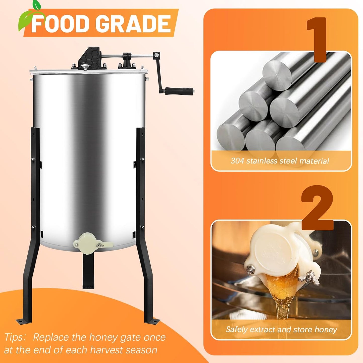 Beginner 3 Frames Manual Honey Extractor Equipment for Beekeeping Starter Harvest Honey