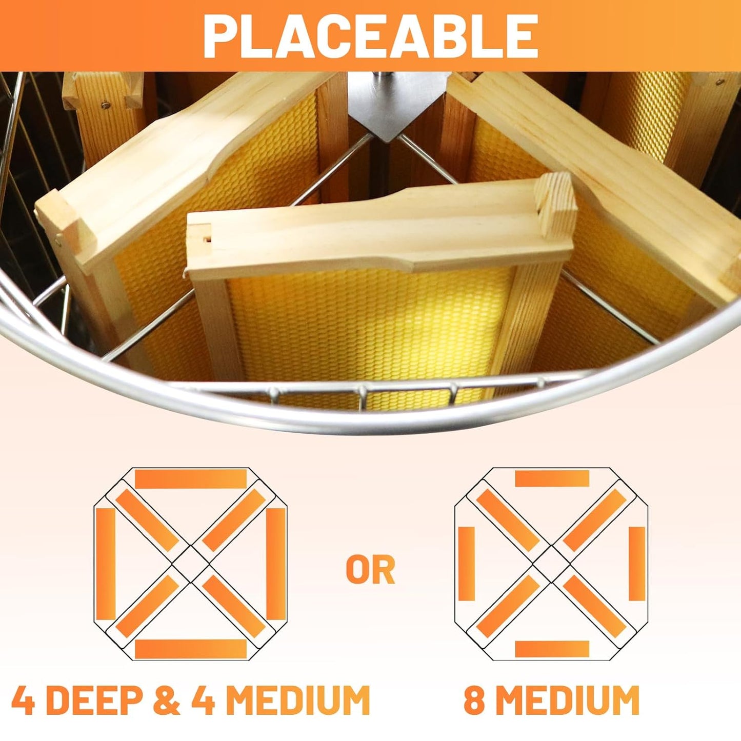 Electric Honey Extractor, Adjustable Stainless Steel Honeycomb Spinner for 4 to 8 Frames, Electric Beekeeping Separator for Backyard Apiary and Farm