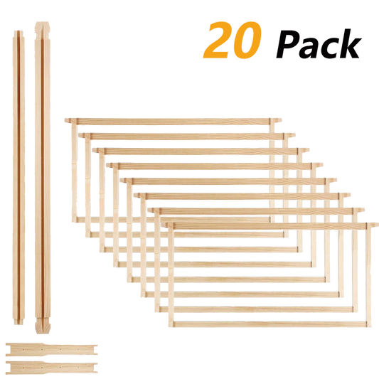 Premium Deep Bee Frames 20 Pack, Standard Langstroth Deep Hive Frames for Backyard Beekeepers