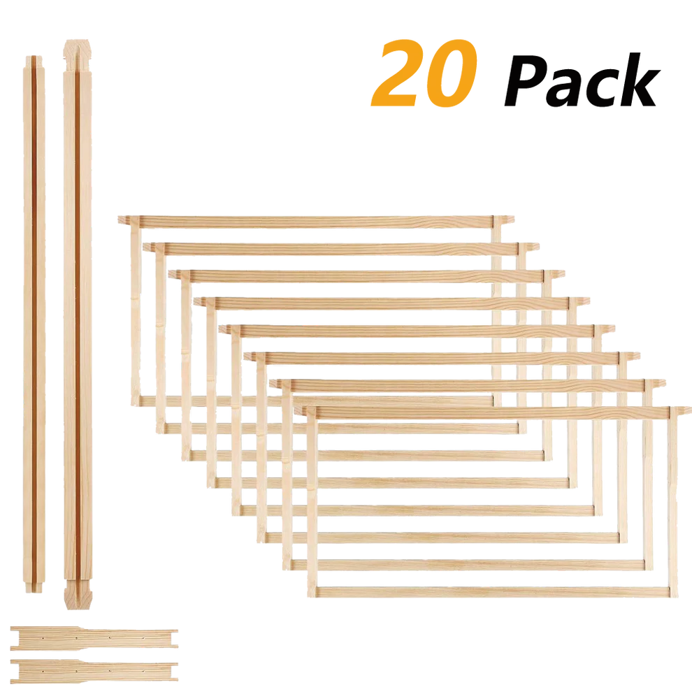 Medium Bee Hive Frames 20 Pack, Standard Langstroth Wooden Frames for Backyard Beekeepers