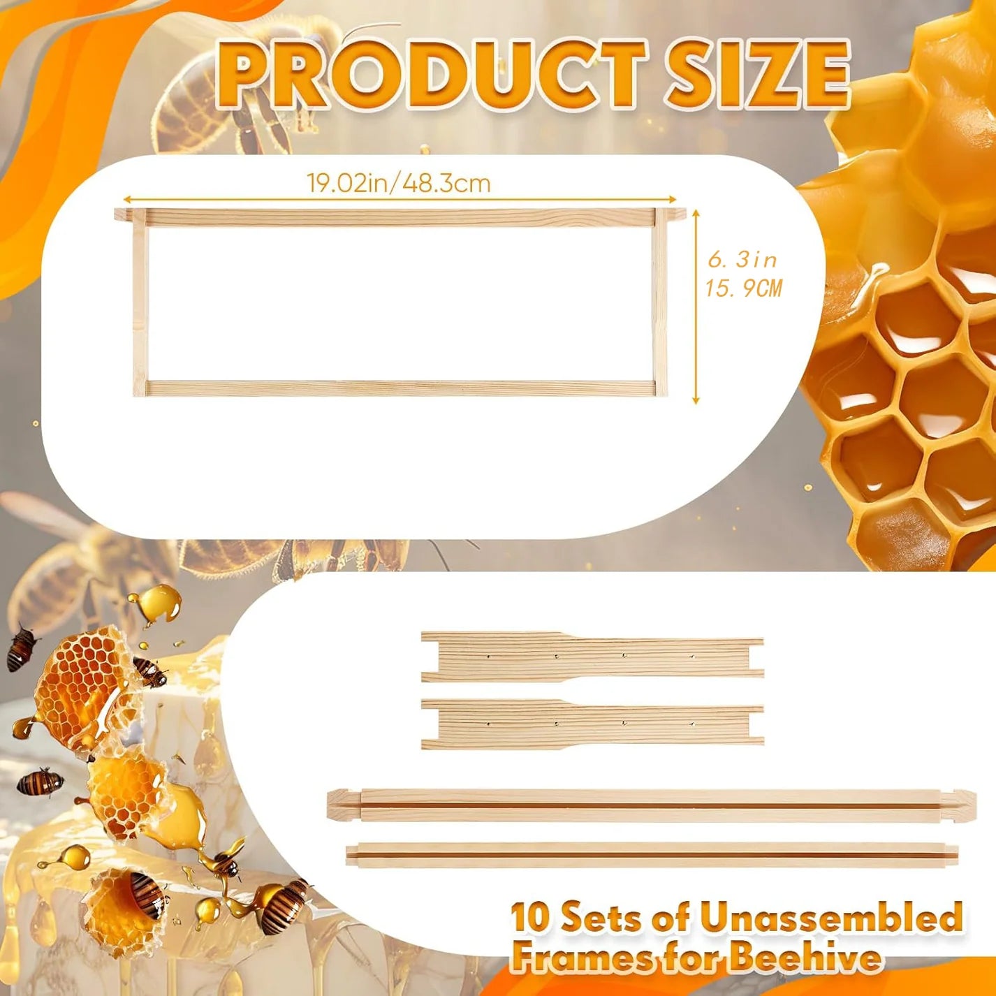 Medium Bee Hive Frames 20 Pack, Standard Langstroth Wooden Frames for Backyard Beekeepers