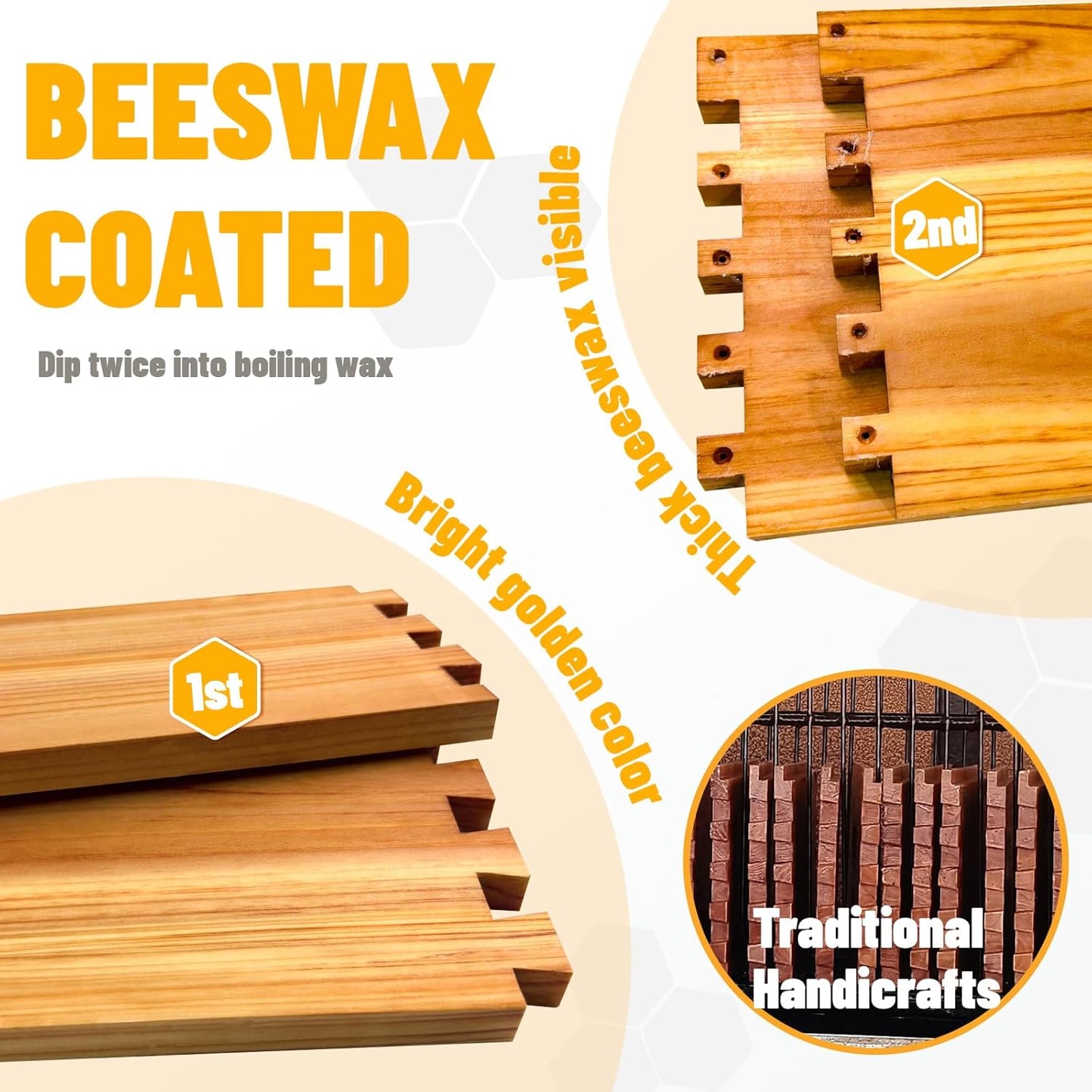 Hiveaura 8 Frame Langstroth Beehive, Beeswax Coated Hive Box with Frames and Waxed Foundations, 1 Deep & 1 Medium Box for Beginner Beekeepers