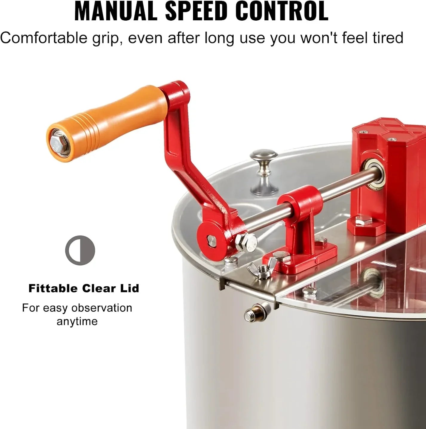 Manual 3-Frame Honey Extractor, Stainless Steel Extractor for Backyard Beekeepers