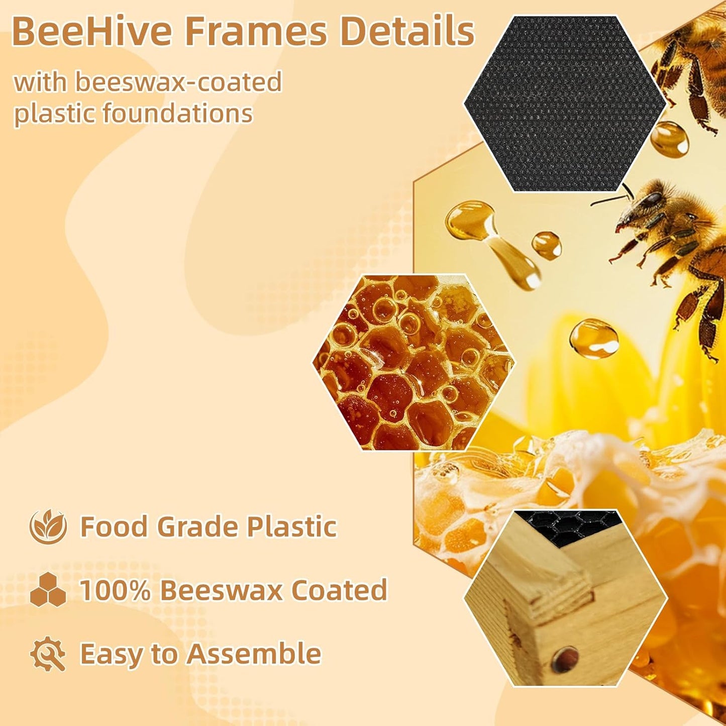 10-Frame Wax Coated Deep Beehive Box, Unassembled Langstroth Super Hive with Wooden Frames and Waxed Foundations for Backyard Beekeepers