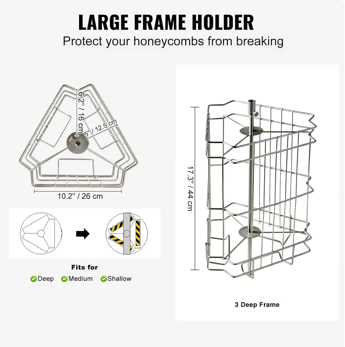 Manual 3-Frame Honey Extractor, Stainless Steel Extractor for Backyard Beekeepers
